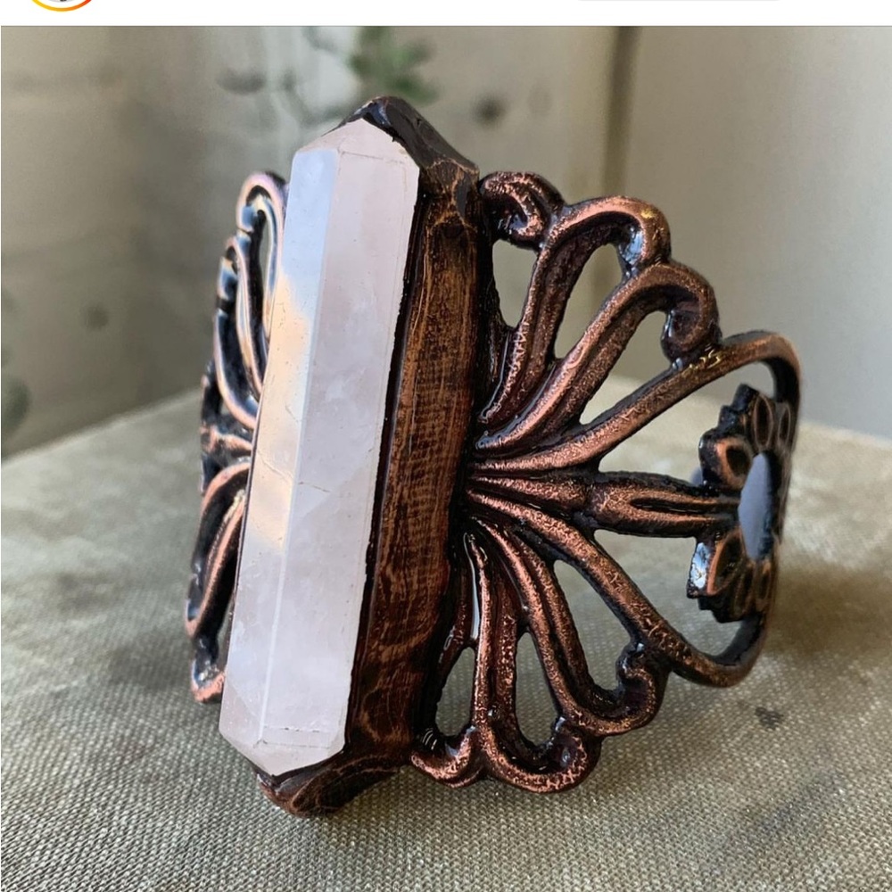 Danielle Rose Bean rose quartz cuff